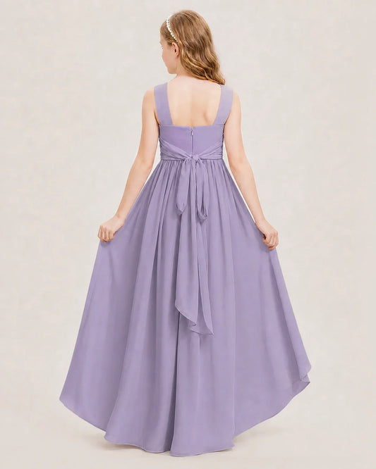 Wisteria Chiffon A-line Junior Bridesmaid Dresses Back View