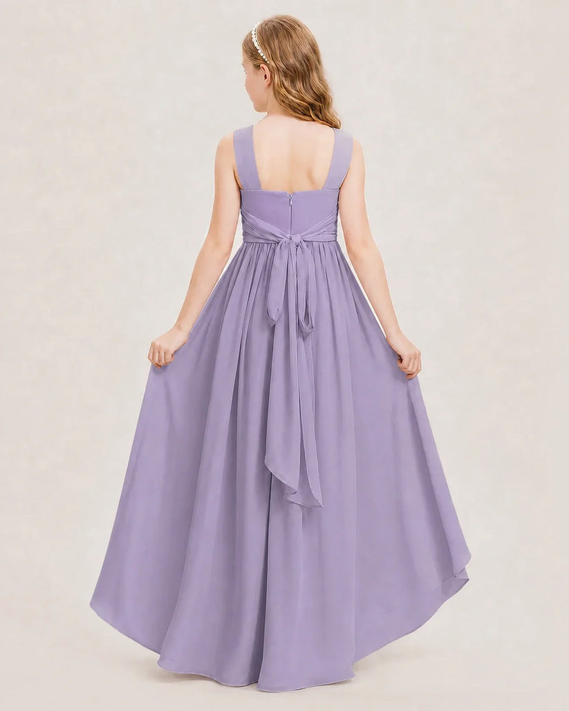 Wisteria Chiffon A-line Junior Bridesmaid Dresses Back View