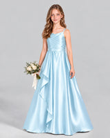 Baby Blue A-line Junior Bridesmaid Dress Front