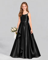 Black A-line Junior Bridesmaid Dress Front