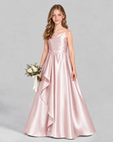 Blush Pink A-line Junior Bridesmaid Dress Front