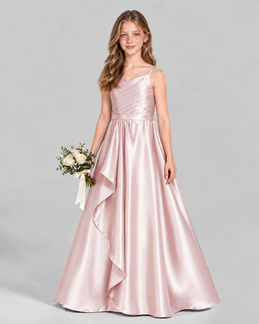 Blush Pink A-line Junior Bridesmaid Dress Front