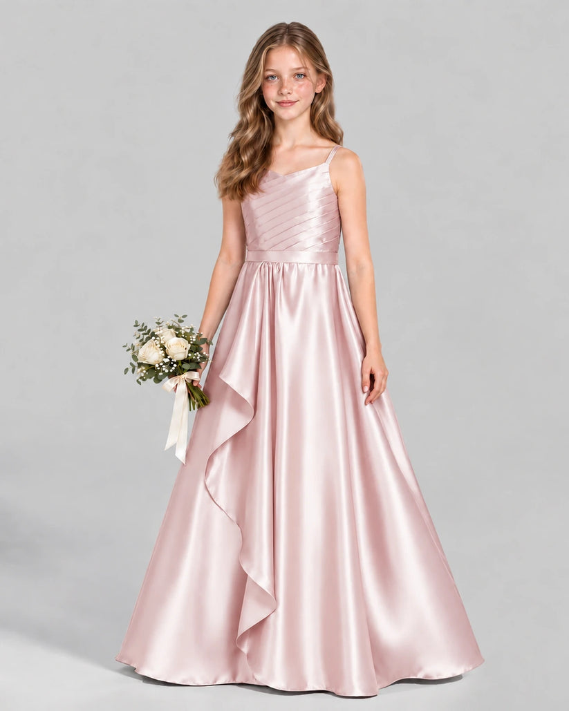 Blush Pink A-line Junior Bridesmaid Dress Front