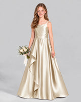 Champagne A-line Junior Bridesmaid Dress Front