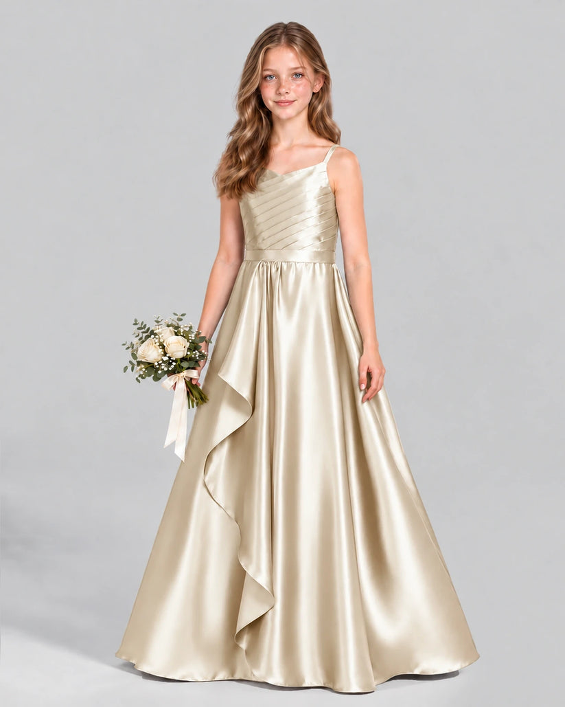 Champagne A-line Junior Bridesmaid Dress Front