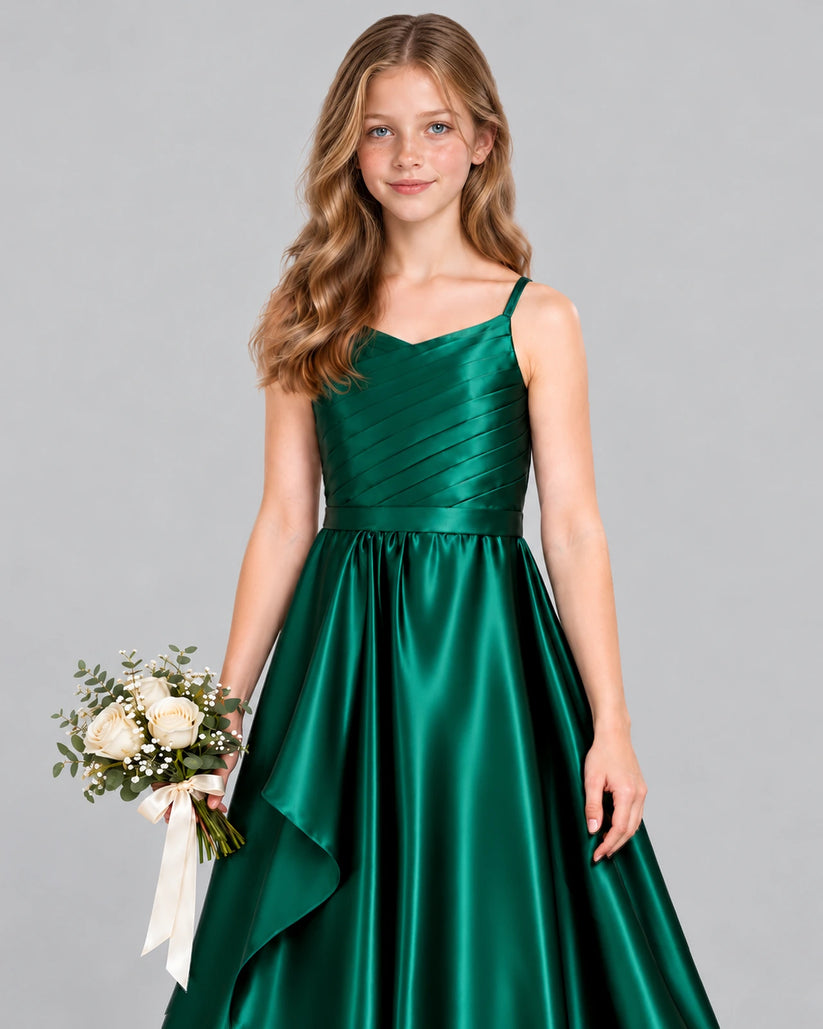 Dark Green A-line Junior Bridesmaid Dress Detail [Shared]