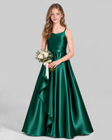 Dark Green A-line Junior Bridesmaid Dress Pose [Shared]