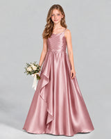 Dusty Rose A-line Junior Bridesmaid Dress Front