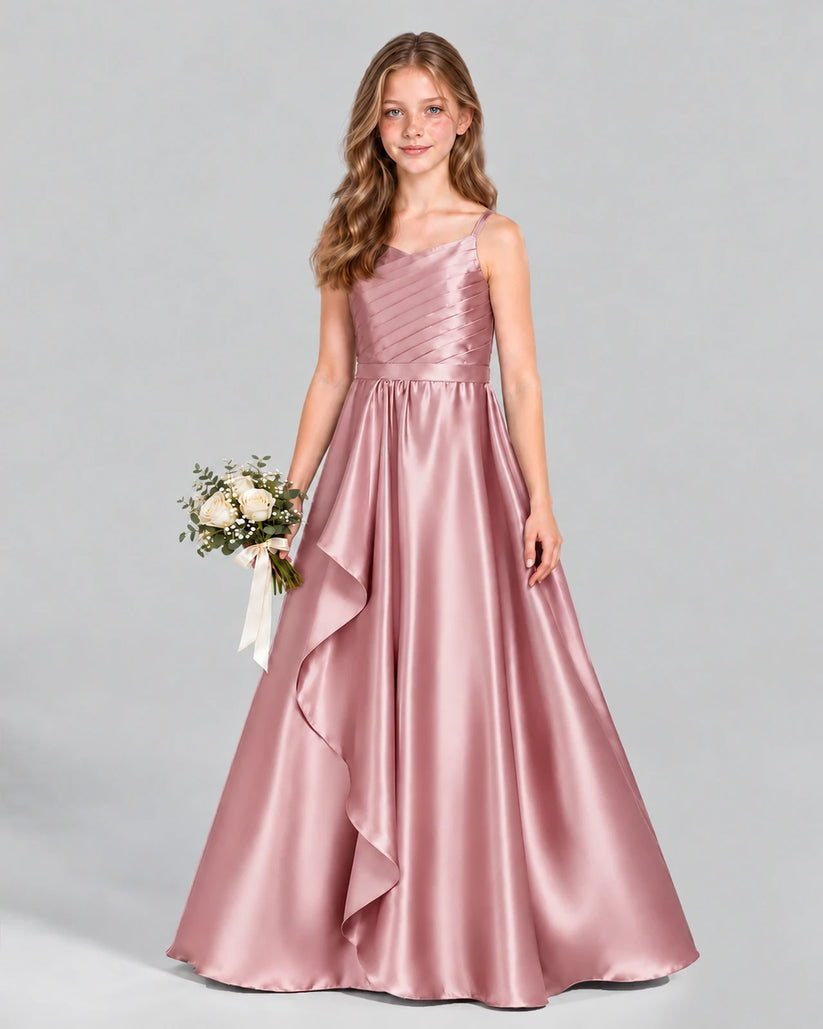 Dusty Rose A-line Junior Bridesmaid Dress Front