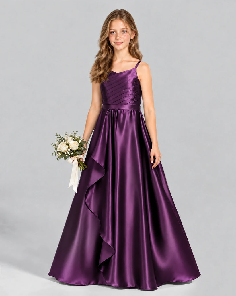 Grape A-line Junior Bridesmaid Dress Front