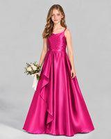 Hot Pink A-line Junior Bridesmaid Dress Front