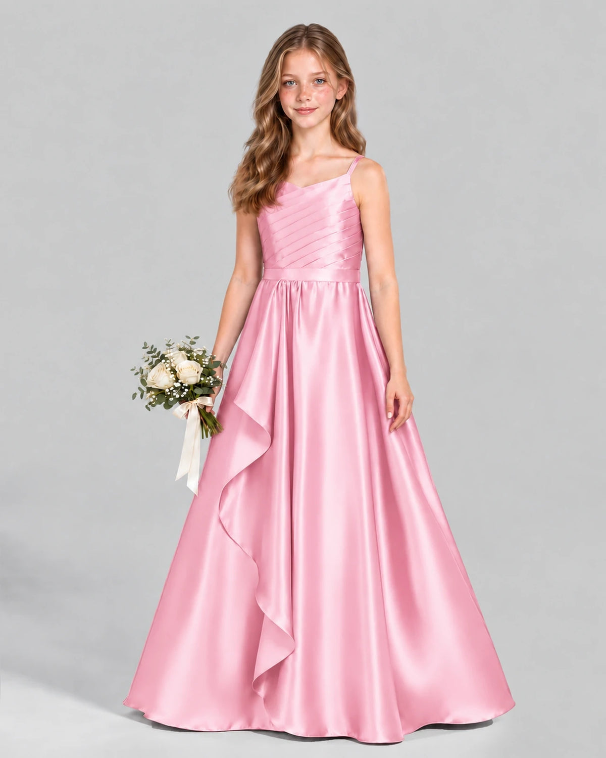 Pink A-line Junior Bridesmaid Dress Front