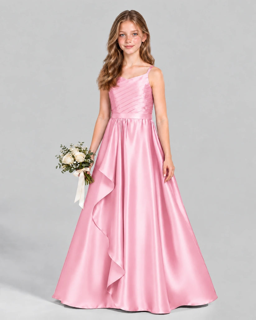 Pink A-line Junior Bridesmaid Dress Front