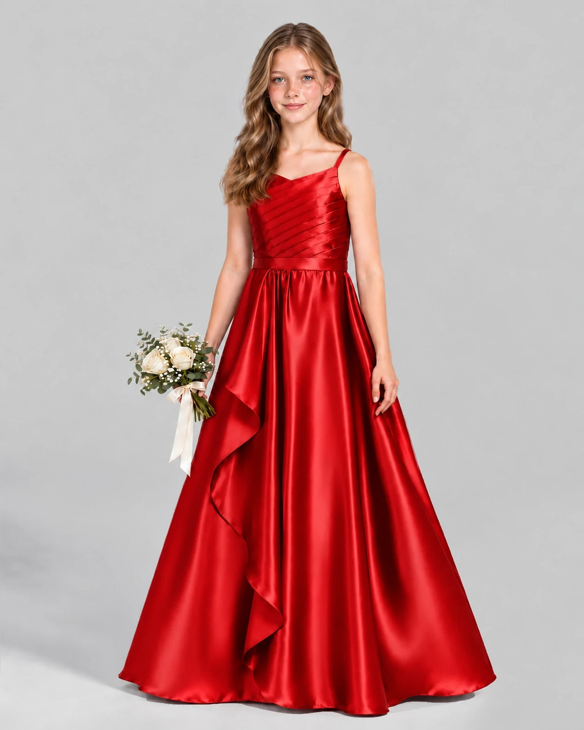 Red A-line Junior Bridesmaid Dress Front