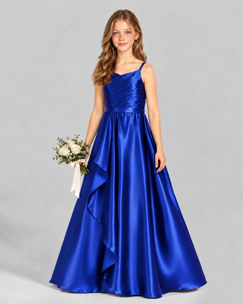 Royal Blue A-line Junior Bridesmaid Dress Front