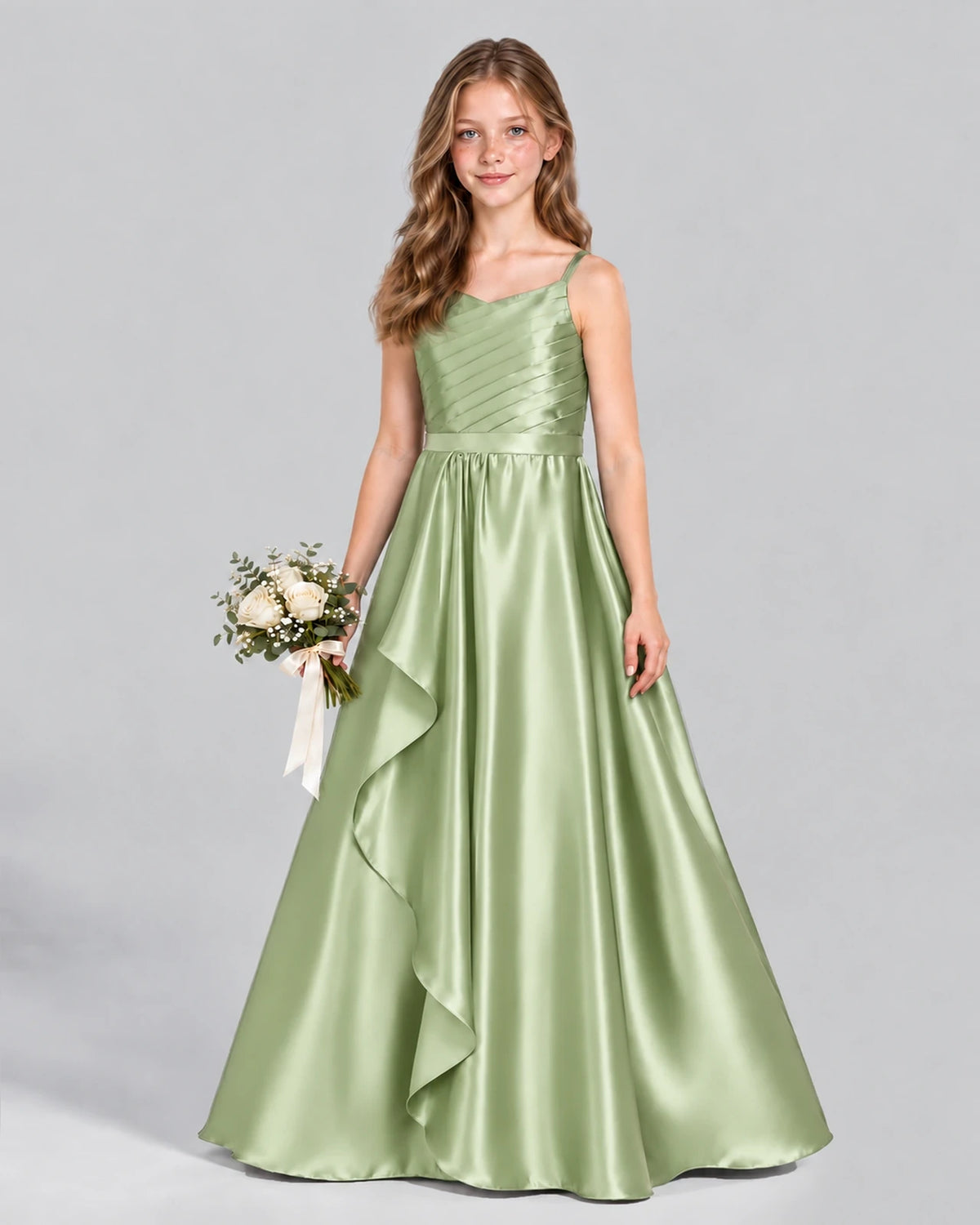 Sage Green A-line Junior Bridesmaid Dress Front