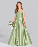 Sage Green A-line Junior Bridesmaid Dress Front