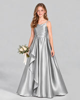 Silver A-line Junior Bridesmaid Dress Front