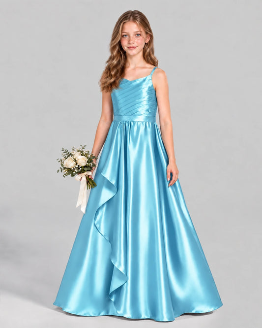 Sky Blue A-line Junior Bridesmaid Dress Front
