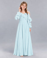 Baby Blue A-line Junior Bridesmaid Dress Front