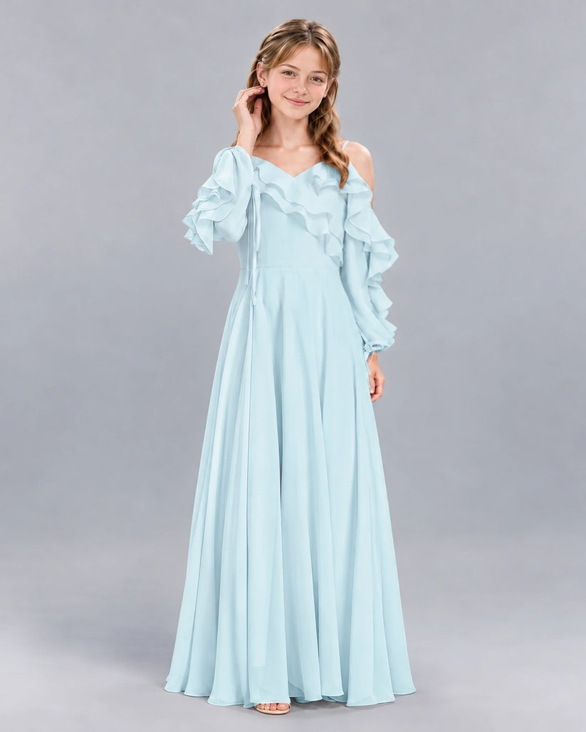 Baby Blue A-line Junior Bridesmaid Dress Front