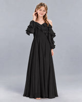 Black A-line Junior Bridesmaid Dress Front