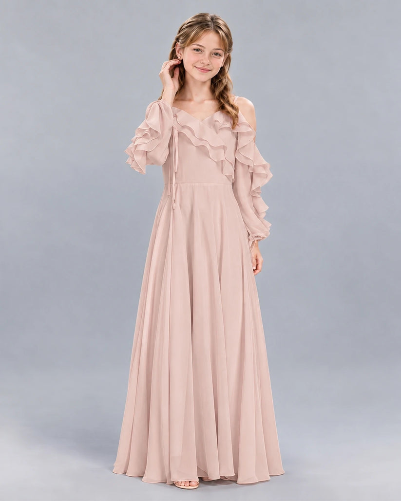 Blush Pink A-line Junior Bridesmaid Dress Front