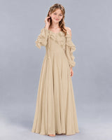 Champagne A-line Junior Bridesmaid Dress Front