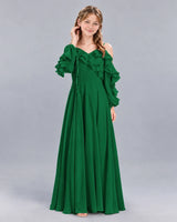 Dark Green A-line Junior Bridesmaid Dress Front