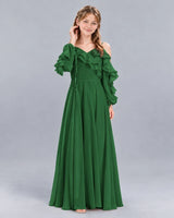 Emerald Green A-line Junior Bridesmaid Dress Front