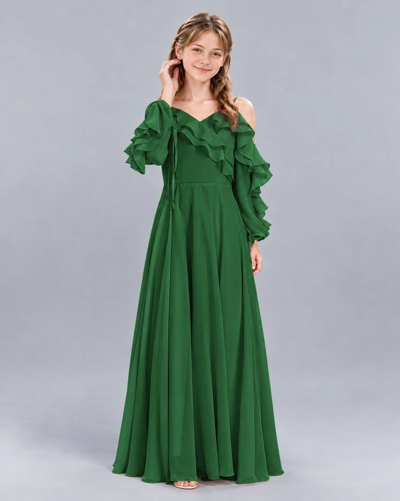 Emerald Green A-line Junior Bridesmaid Dress Front