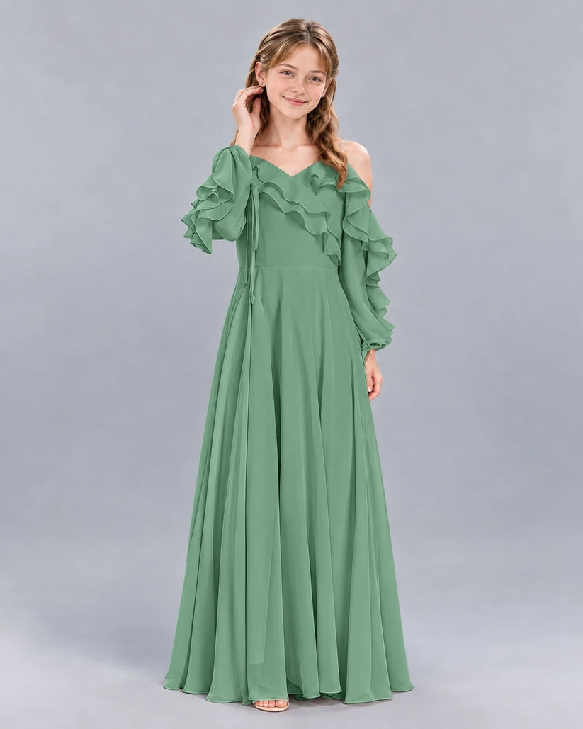 Eucalyptus A-line Junior Bridesmaid Dress Front