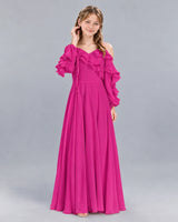 Hot Pink A-line Junior Bridesmaid Dress Front