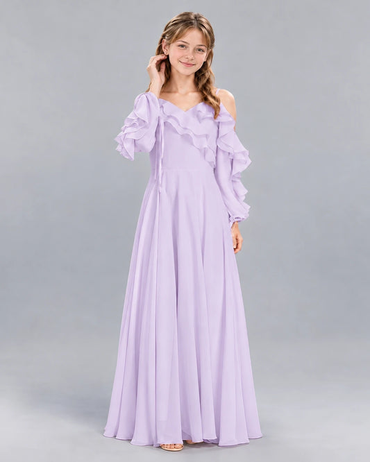 Lavender A-line Junior Bridesmaid Dress Front