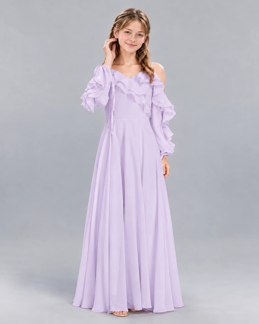 Lavender A-line Junior Bridesmaid Dress Front