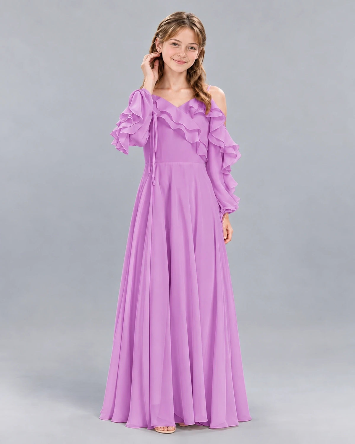 Lilac A-line Junior Bridesmaid Dress Front