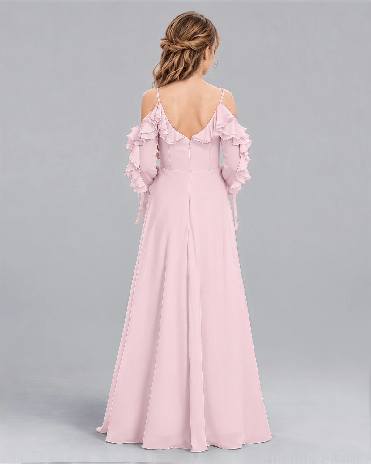 Pink A-line Junior Bridesmaid Dress Back [Shared]