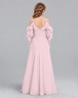 Pink A-line Junior Bridesmaid Dress Back [Shared]