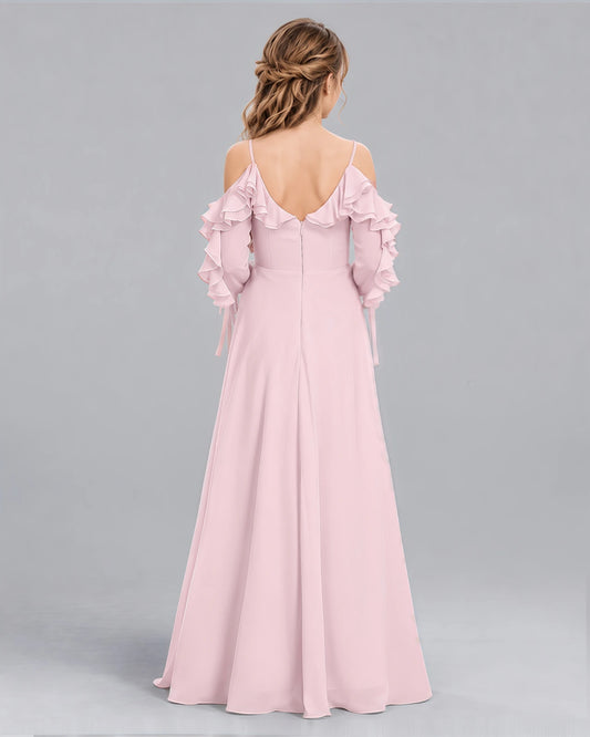 Pink A-line Junior Bridesmaid Dress Back [Shared]