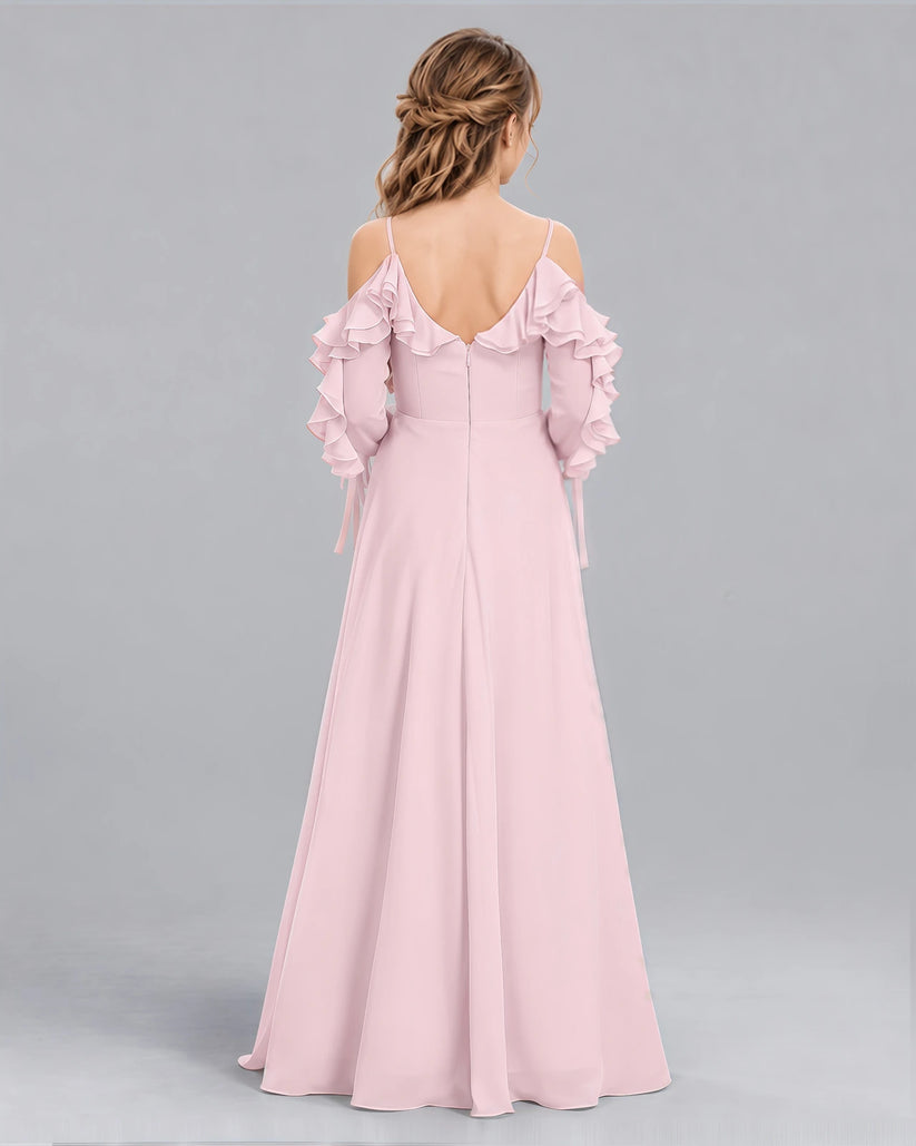 Pink A-line Junior Bridesmaid Dress Back [Shared]
