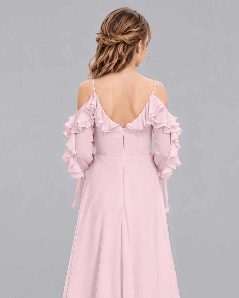 Pink A-line Junior Bridesmaid Dress Back_Detail [Shared]