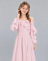 Pink A-line Junior Bridesmaid Dress Detail [Shared]