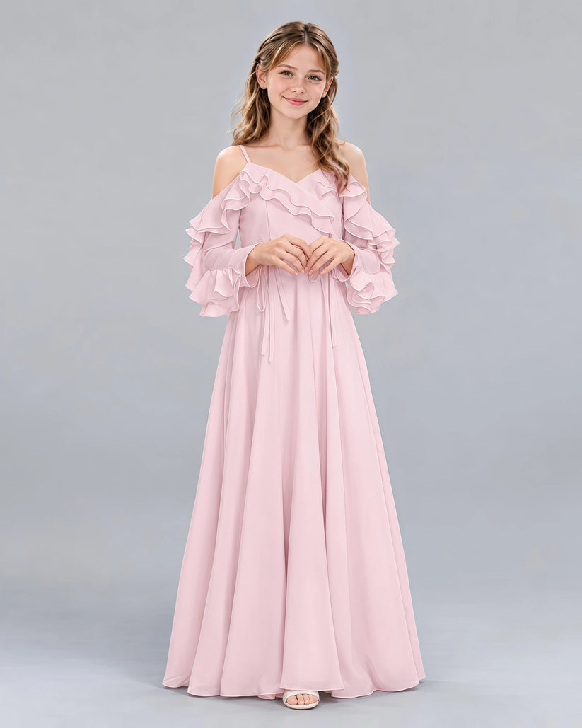 Pink A-line Junior Bridesmaid Dress Pose [Shared]