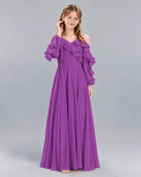Purple A-line Junior Bridesmaid Dress Front