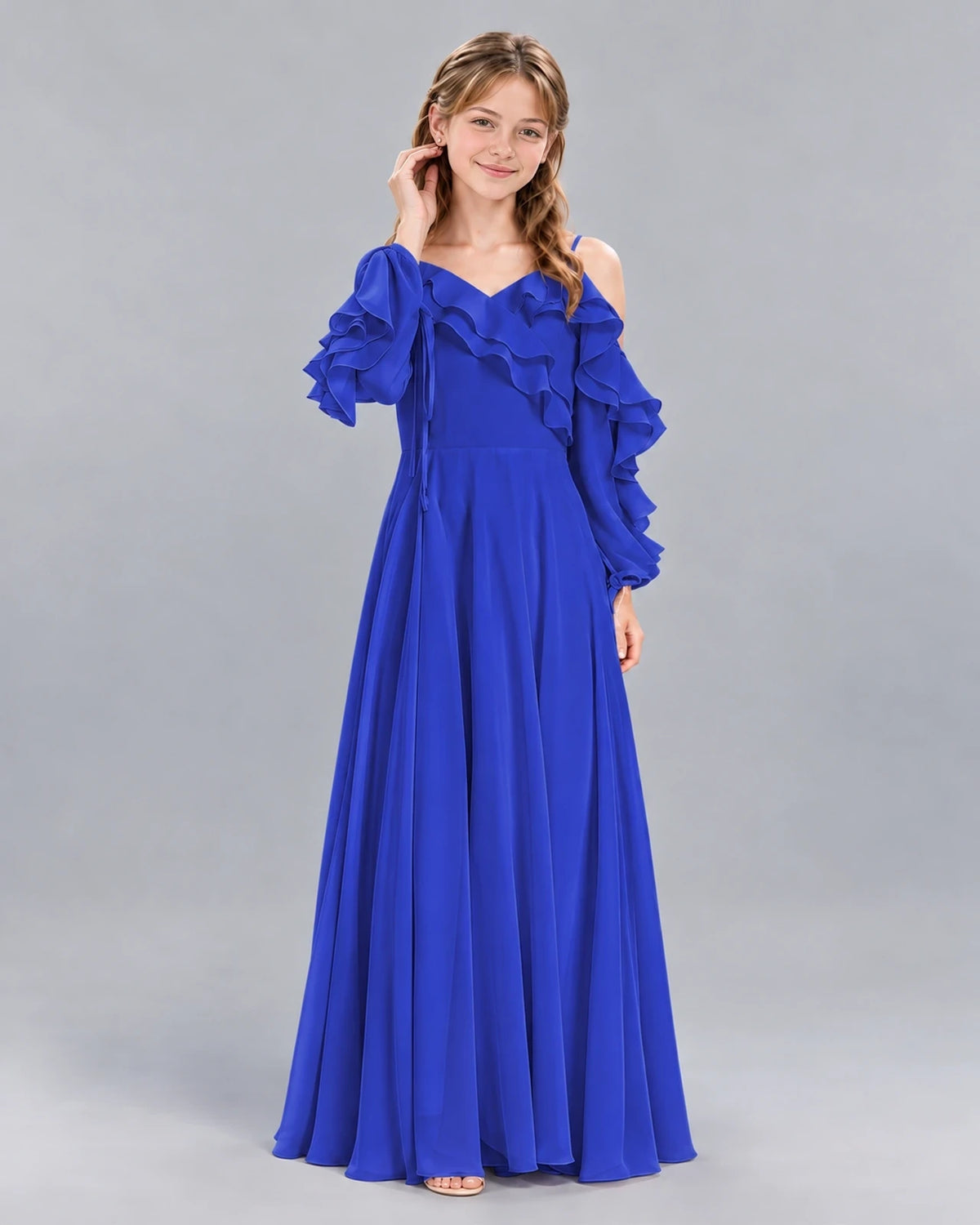 Royal Blue A-line Junior Bridesmaid Dress Front