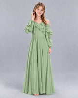 Sage Green A-line Junior Bridesmaid Dress Front