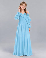 Sky Blue A-line Junior Bridesmaid Dress Front