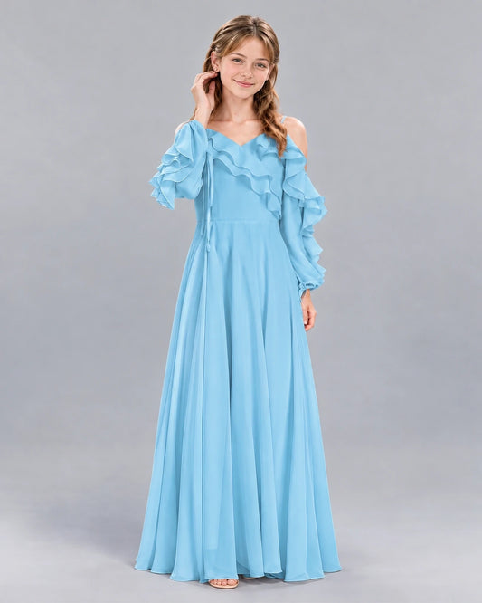 Sky Blue A-line Junior Bridesmaid Dress Front
