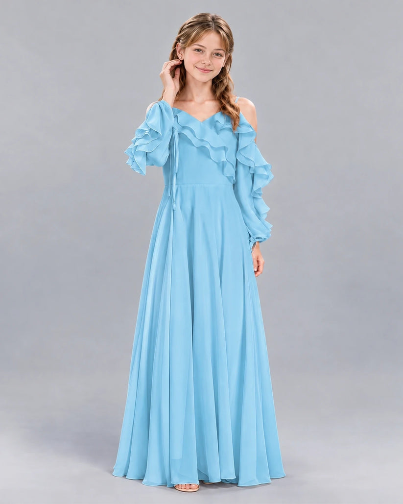 Sky Blue A-line Junior Bridesmaid Dress Front
