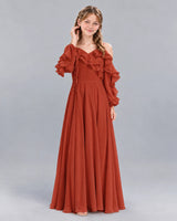 Vermilion A-line Junior Bridesmaid Dress Front